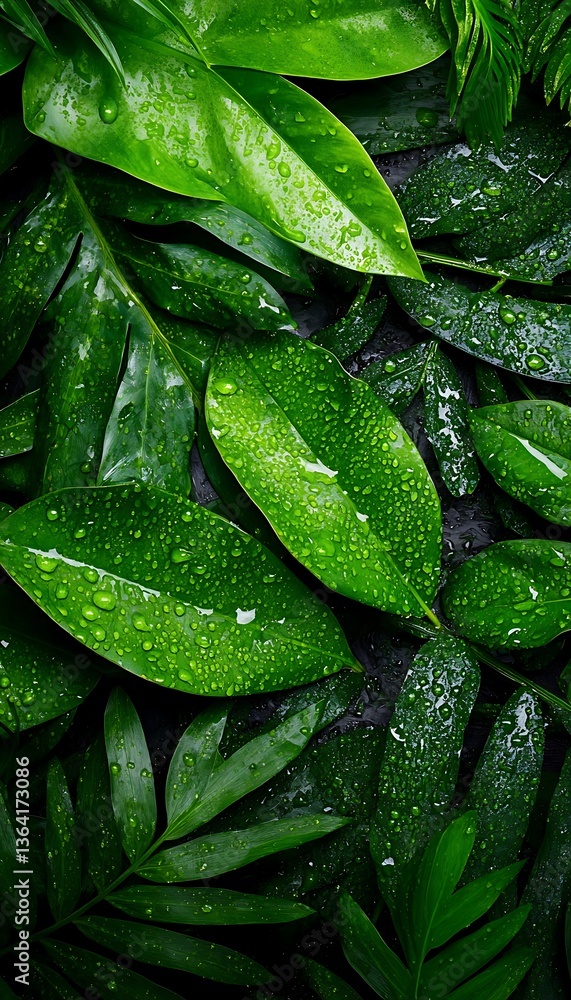 Fototapeta premium Lush Tropical Leaves Close-up