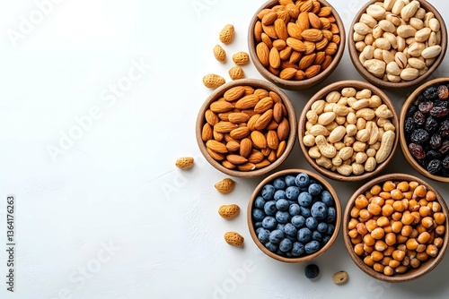 Fototapeta Naklejka Na Ścianę i Meble -  : Healthy mixed nuts and dried fruits in a bowl with seeds and beans for a nutritious snack