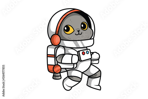 Cute Astronaut Cat Character Illustration