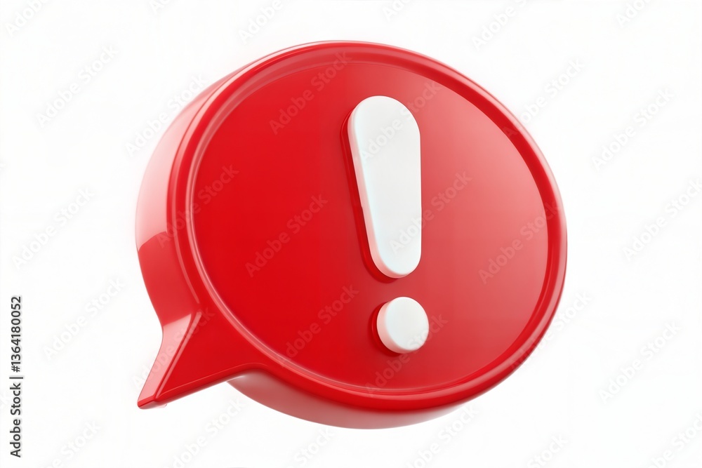 Red Speech Bubble with White Exclamation Mark for Alerts Red Speech Bubble with White Exclamation Mark for Alerts