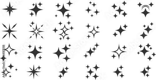 Sparkle, star, twinkle icons set isolated on white background vector illustration.