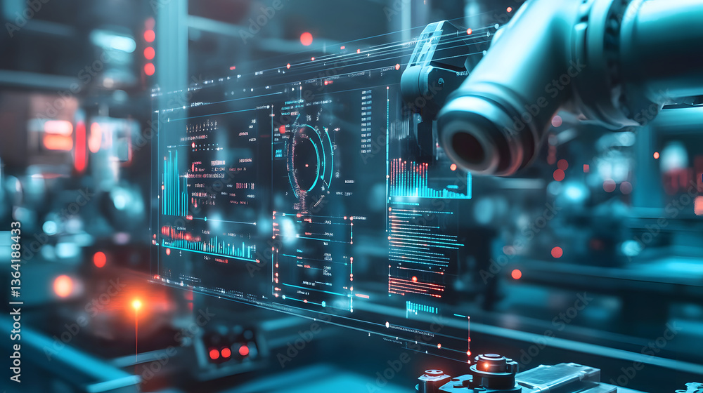 Fototapeta premium AI systems analyzing vibration data for machinery health monitoring.