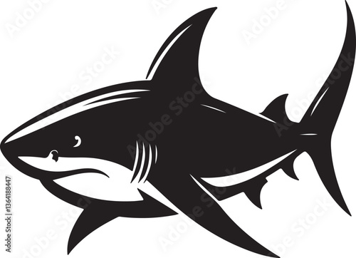 shark vector illustration, shark icon silhouette design vector art