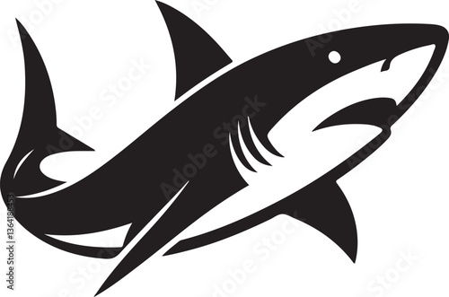 shark vector illustration, shark icon silhouette design vector art