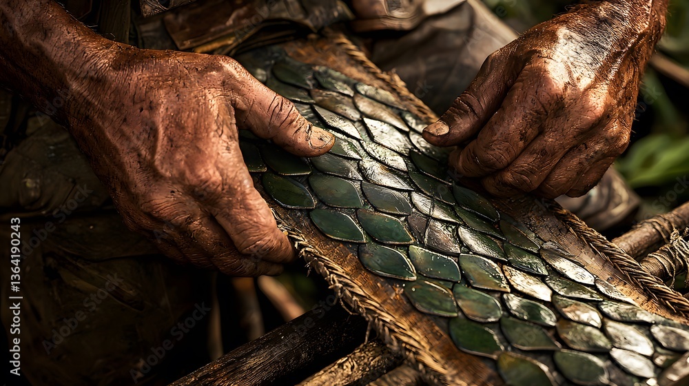 Artisan Hands Crafting Intricate Scaled Surface Detailed Closeup Traditional Technique Artisan Hands Crafting Intricate Scaled Surface Detailed Closeup Traditional Technique