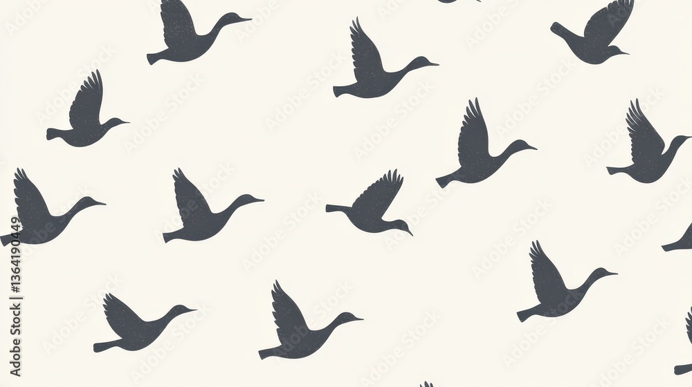 Flying Birds Silhouette Pattern with Seamless Design. Flying Birds Silhouette Pattern with Seamless Design.
