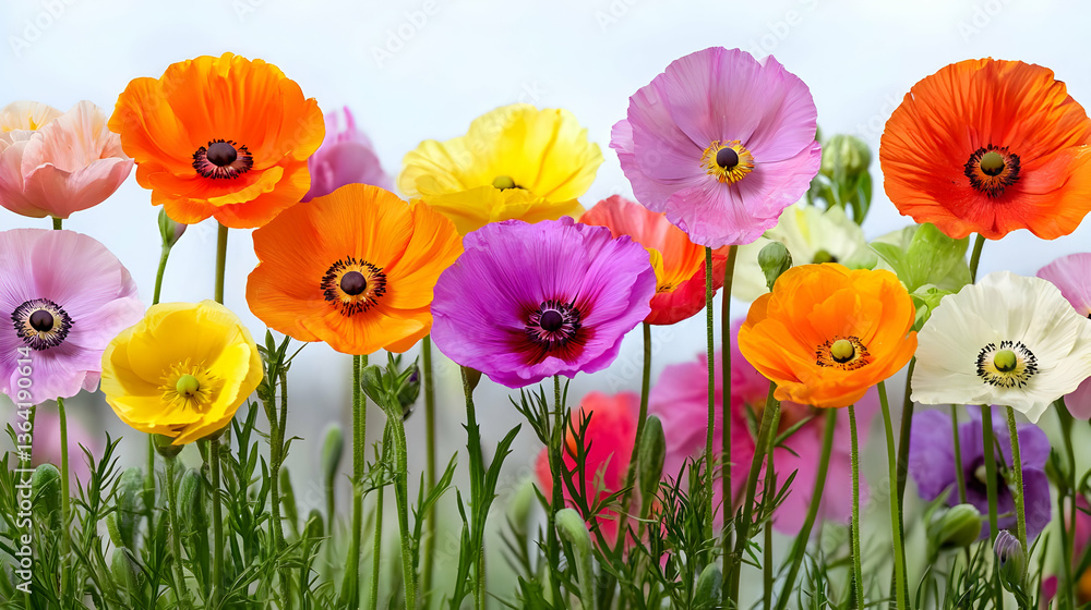 Fototapeta premium Colorful Poppies In A Garden