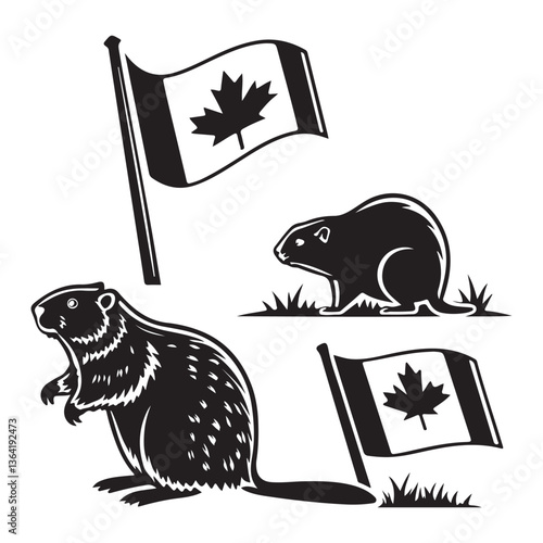 Canada Day silhouette Vector Icon Design