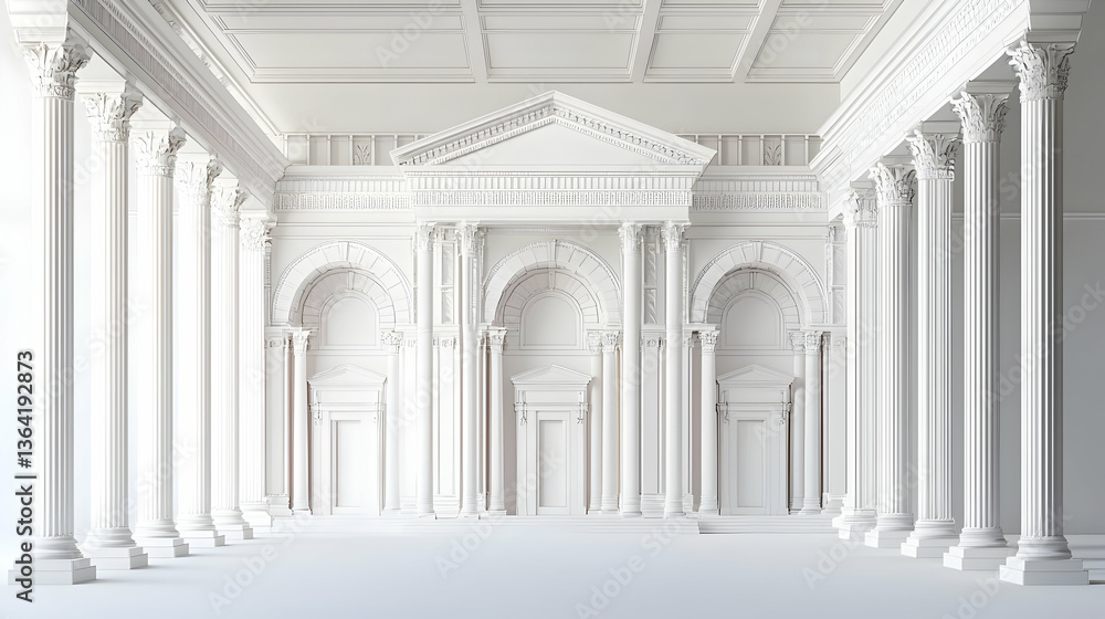 Obraz premium Elegant White Ancient Roman Architecture Interior