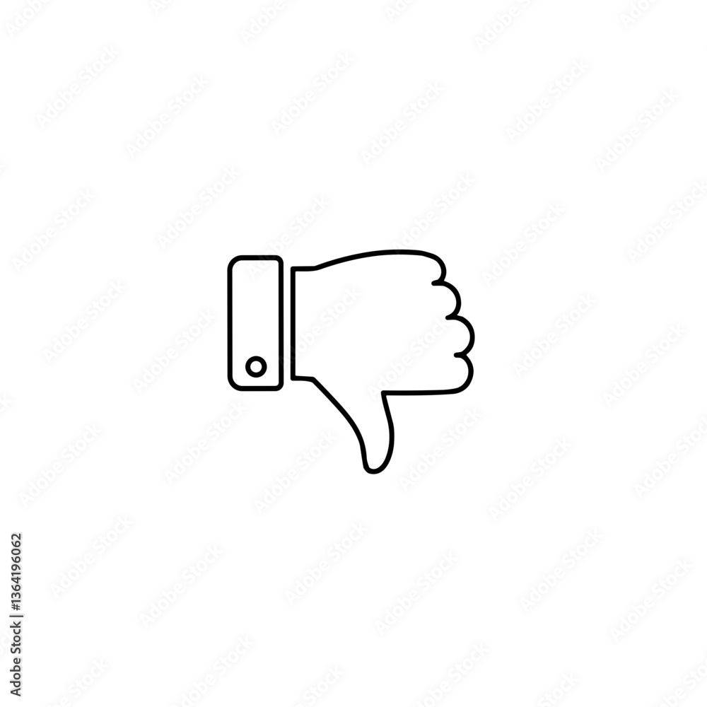 Thumbs down gesture in minimalistic style against white background Thumbs down gesture in minimalistic style against white background