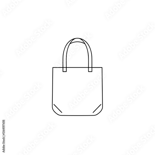 Minimalist line art tote bag design on a white background  