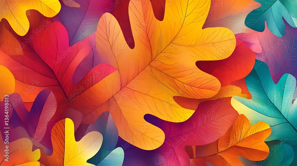 Fototapeta premium Autumn Oak Leaves Background. (14)