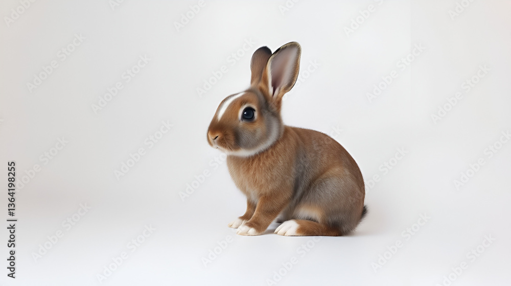 Obraz premium Rabbit , 4 months old, sitting against white background