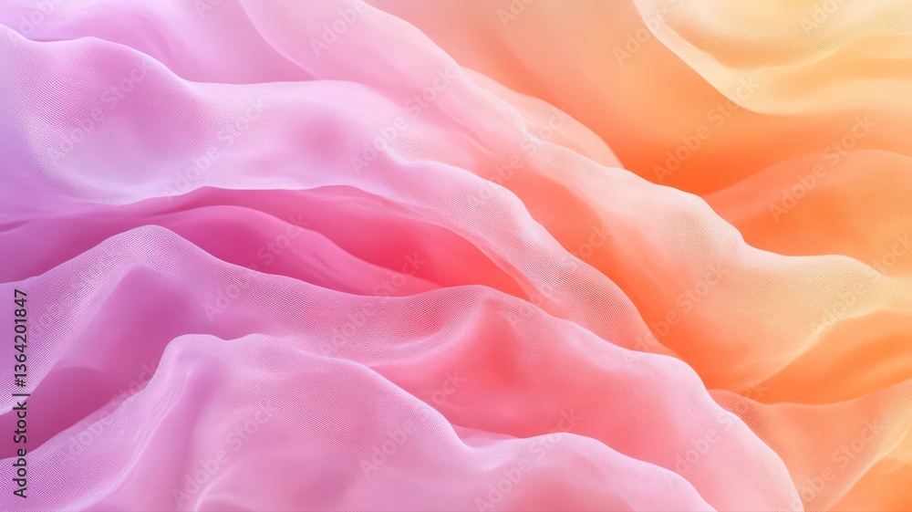 Fototapeta premium Abstract Pink Orange White Fabric Texture: Soft Flowing Waves