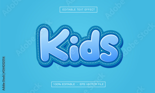 Kids text effect with blues style