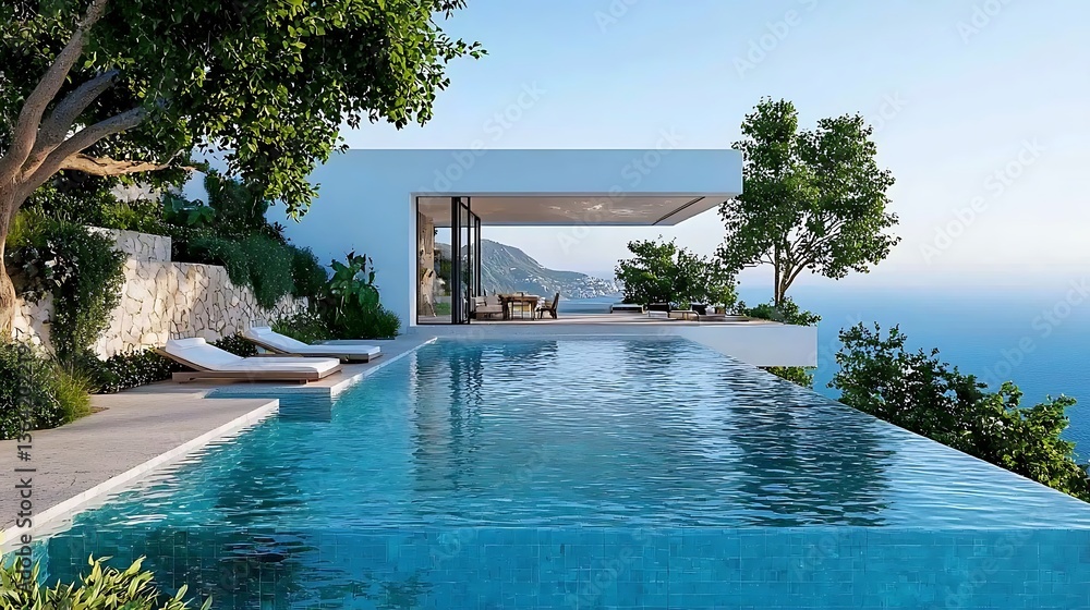 Obraz premium Modern Villa Pool Ocean View