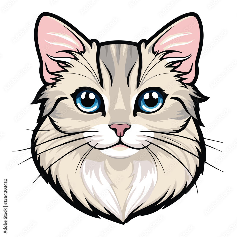 Happy Cat Head With A Tiny Nose Happy Cat Head With A Tiny Nose