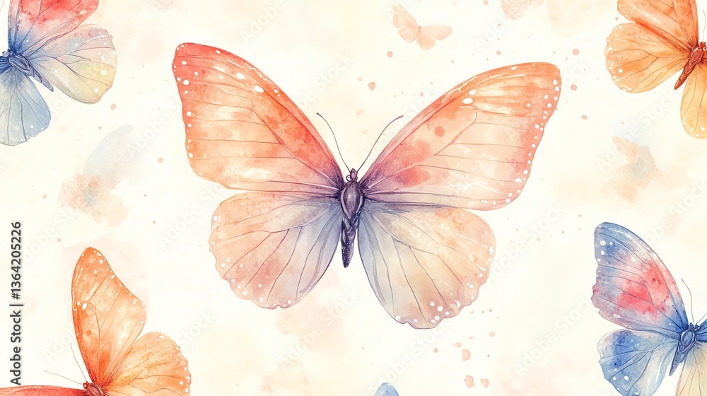 Seamless butterfly illustration, ethereal fairytale animals, soft pastel shades, magical garden motif, delicate butterfly wings, whimsical pattern, dreamy animals in flight Seamless butterfly illustration, ethereal fairytale animals, soft pastel shades, magical garden motif, delicate butterfly wings, whimsical pattern, dreamy animals in flight