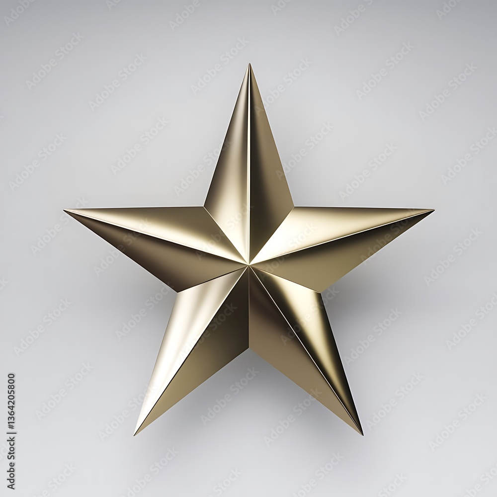 Obraz premium golden star on white background,Metallic Gold Five-Pointed Star with Glossy Finish