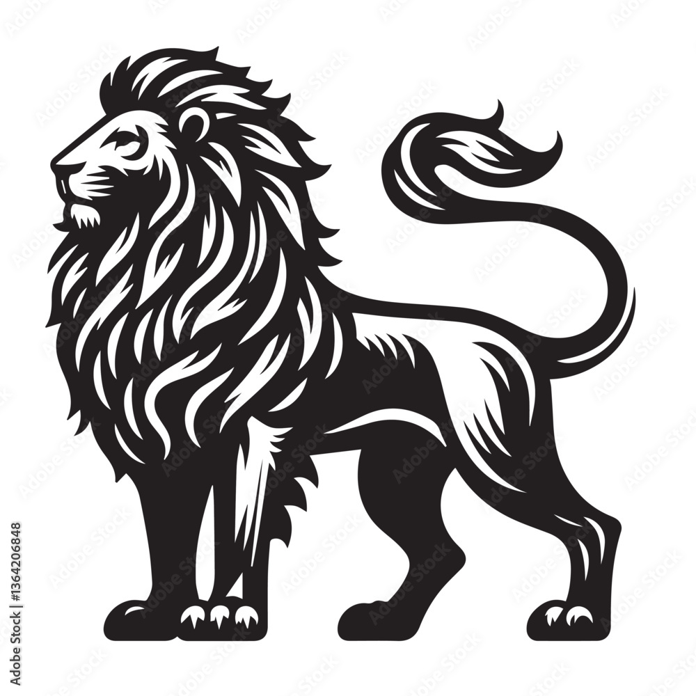 Standing Proud Lion. Proud lion rampant symbol Standing Proud Lion. Proud lion rampant symbol