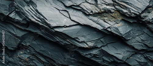 Wallpaper Mural A close-up of textured slate rock layers, showcasing natural patterns and earthy tones that highlight geological formations. Torontodigital.ca