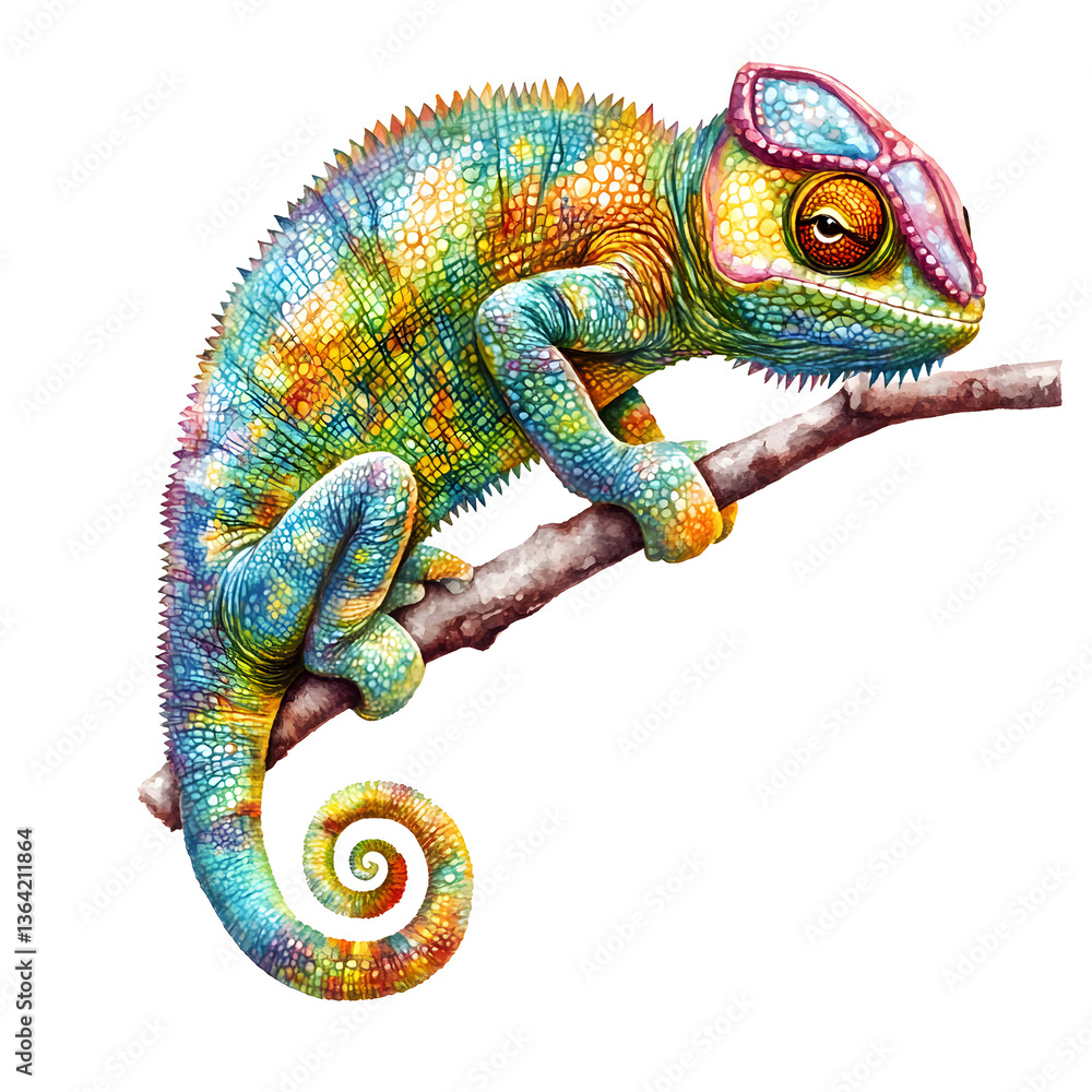Naklejka premium chameleon on a white background