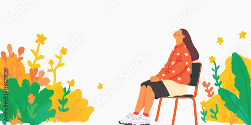 A serene woman immersed in ...