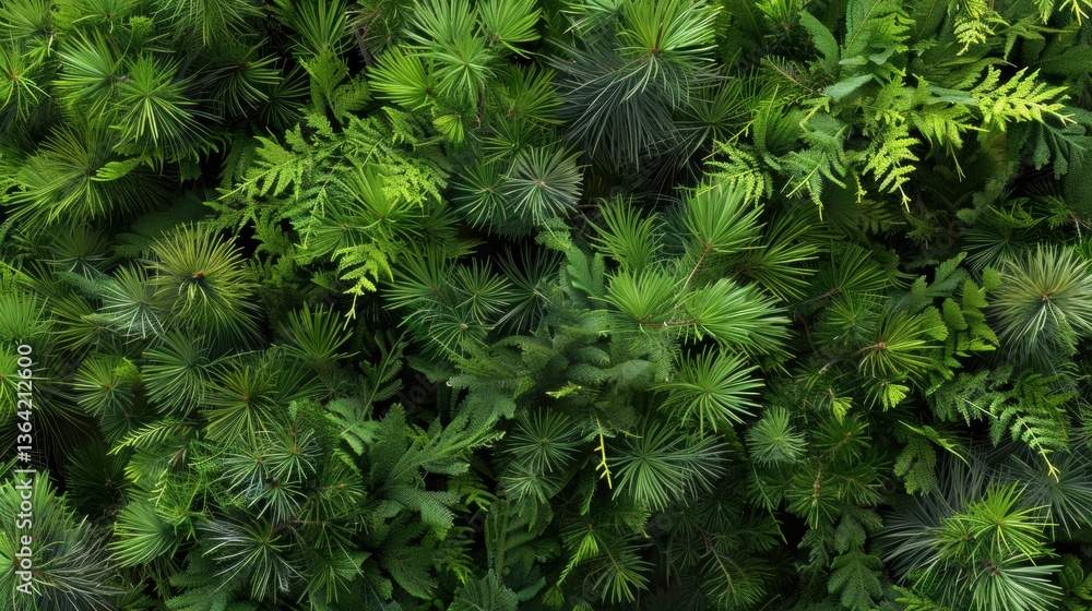 Fototapeta premium Lush Green Foliage with Various Leafy Textures and Patterns