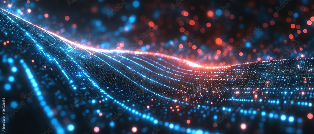 Fototapeta premium An abstract technology background with glowing neural networks