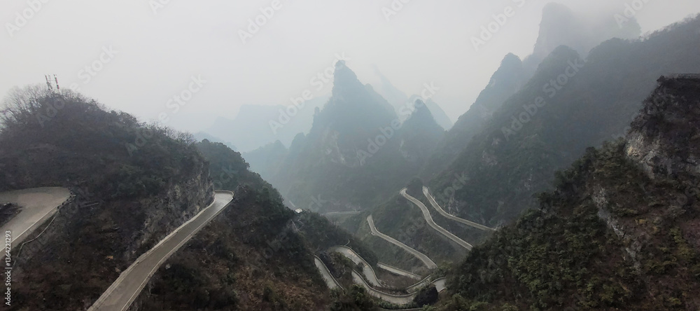 The 99 bendwinding road at Tianmen mountain