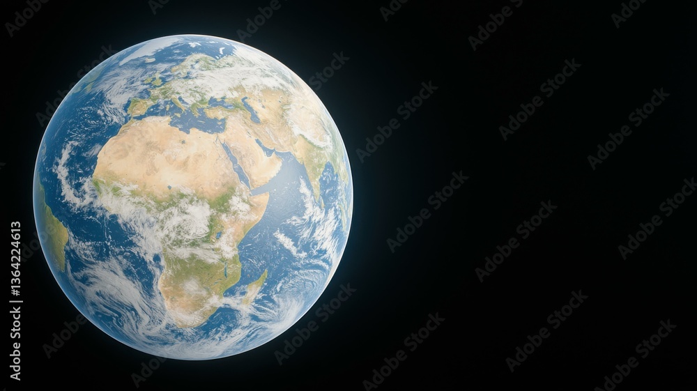 Fototapeta premium Stunning view of Earth from space, showcasing continents and oceans against the blackness of space.