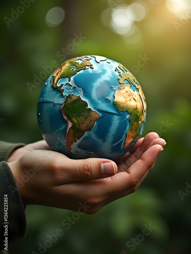 A powerful image of a man gently holding the Earth, symbolizing an earth day
