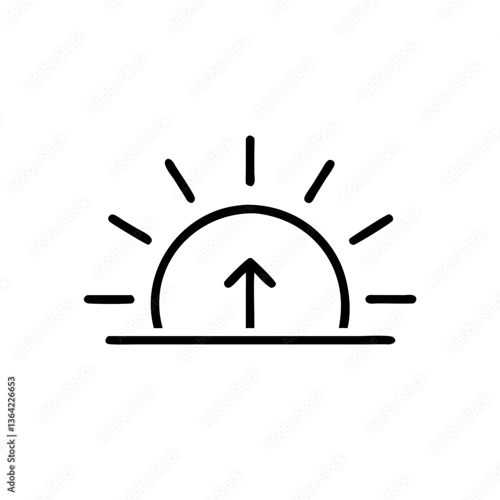 A bold sunrise symbolizing upward growth and new beginnings, depicted in a simple, hand-drawn style with strong black lines. A bold sunrise symbolizing upward growth and new beginnings, depicted in a simple, hand-drawn style with strong black lines.