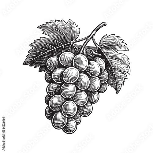 Grapes fruit engraving vector illustration