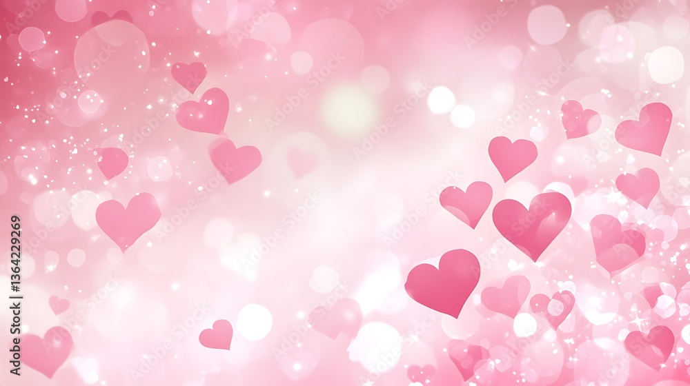 Pink Hearts Bokeh Background. Pink Hearts Bokeh Background.