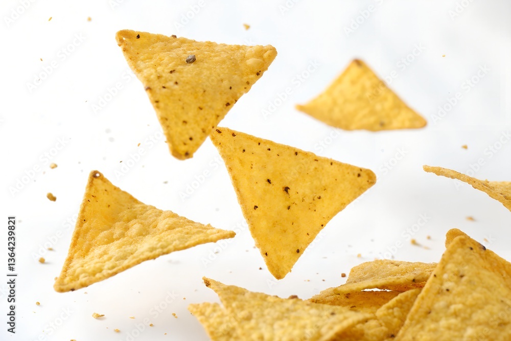 Crispy Tortilla Chips in Mid-Air A Delicious Snack Photo Crispy Tortilla Chips in Mid-Air A Delicious Snack Photo