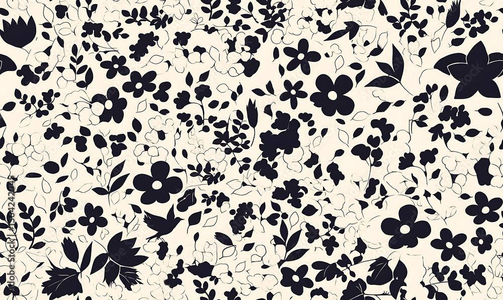Creative 2D Doodle seamless pattern Floral or flower Illustrations Creative 2D Doodle seamless pattern Floral or flower Illustrations
