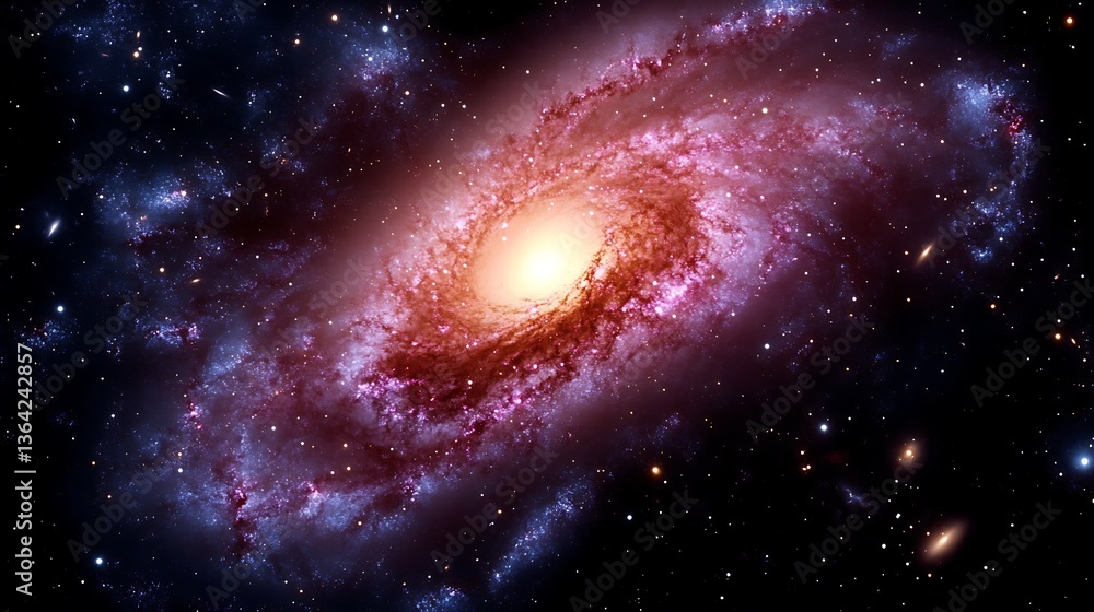 Fototapeta premium Spiral galaxy with vibrant colors and cosmic dust.