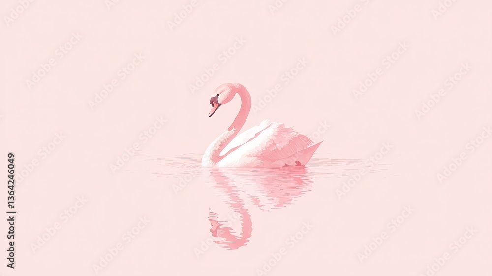 Fototapeta premium Pink Swan Serenity Elegant Bird on Calm Water.