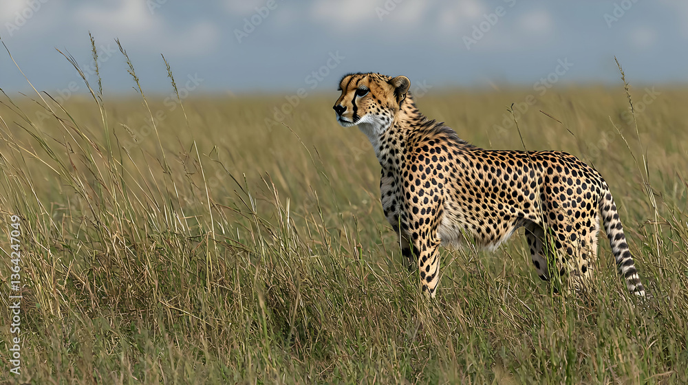 Naklejka premium Cheetah In African Grassland