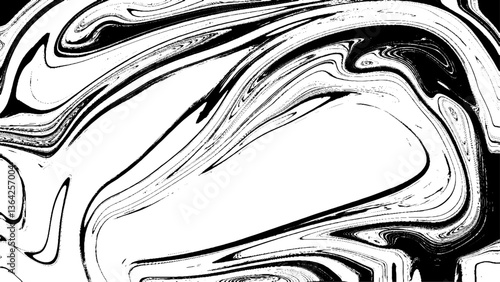 Black and White Liquid Marble Pattern - Monochrome Abstract Background, Monochrome Marble Texture Swirling Black and White Highlights and Shadows.