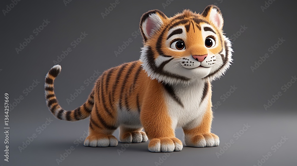 Cute Tiger Cub Studio Shot Cute Tiger Cub Studio Shot