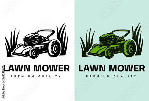 Vintage Lawn Mower Logo Design