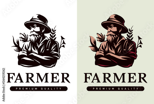 wheat farmer vintage logo design
