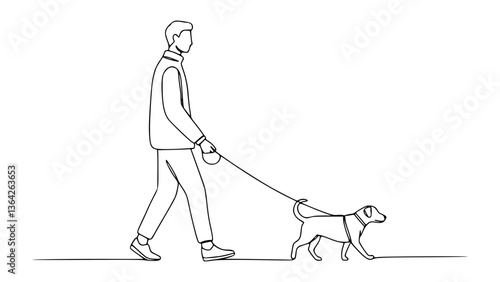 Dog Walking Pose Line Art: Simplify Pet Care with Minimalist Art