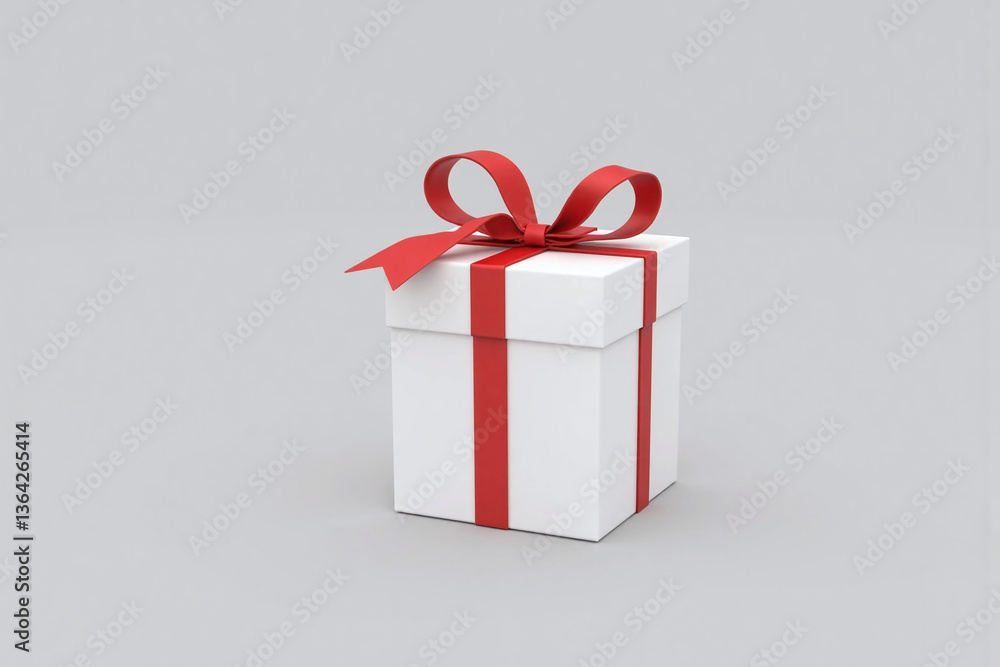 Fototapeta premium white gift box with a red ribbon and bow