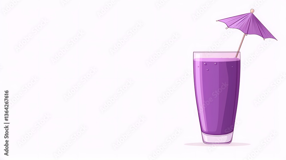Purple Smoothie with Umbrella, Refreshing purple smoothie drink illustration Purple Smoothie with Umbrella, Refreshing purple smoothie drink illustration