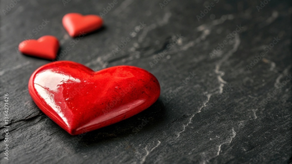Red heart on dark background. Valentine's Day celebration concept. Copy space Red heart on dark background. Valentine's Day celebration concept. Copy space