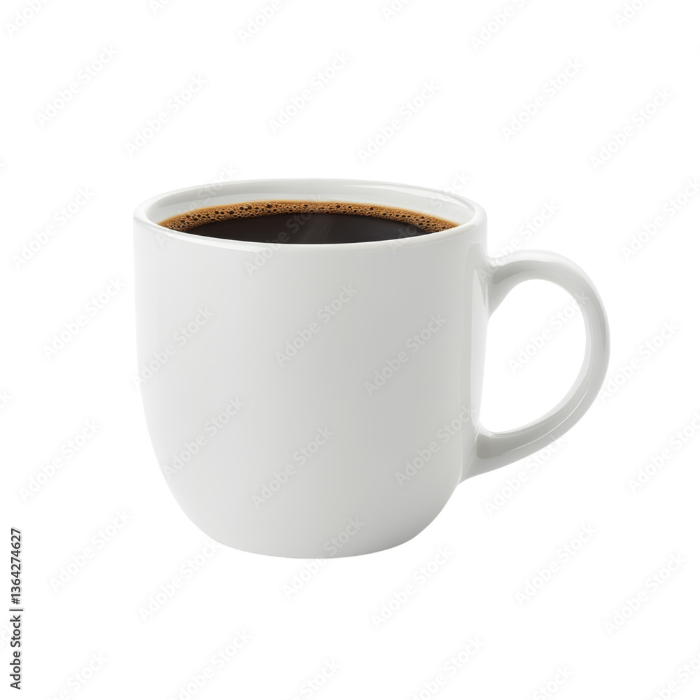 Fototapeta premium White Coffee Cup with Hot Brewed Coffee Inside