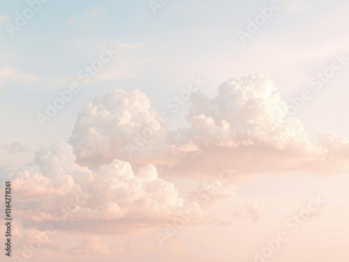 Dreamy clouds and pastel sky background with soft gradient hues, Ai Generate.